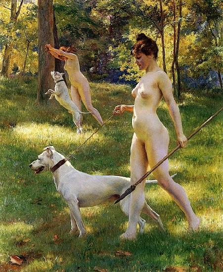 Julius L.Stewart Nymphs Hunting or Hunting oil painting picture